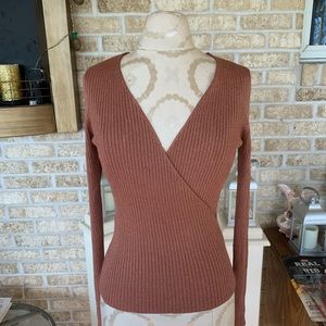 Oasis mauve/pink sparkle wrap sweater size S NWT!